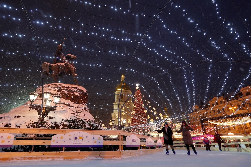 烏克蘭首都基輔的滑冰場。（湯森路透）
