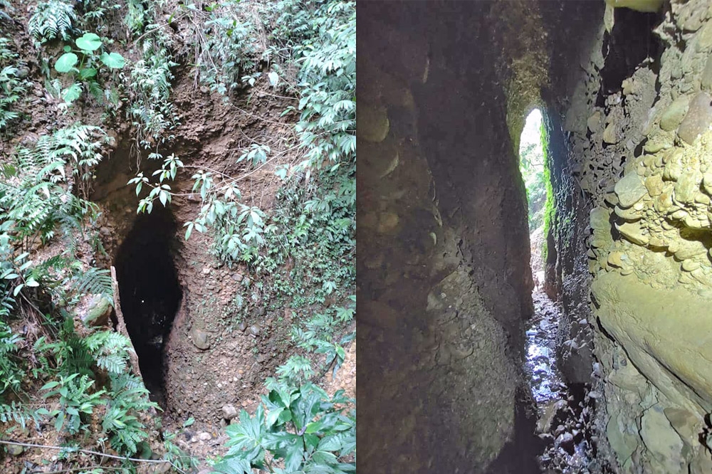 有登山客在南投埔里鎮「臥龍洞」古道發現1具吊掛男屍，檢警3日對死者進行相驗解剖。（取自Chunming Weng臉書）