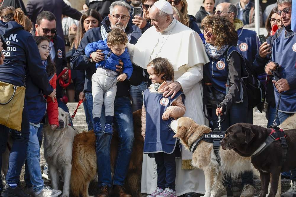 教宗認為養寵物不養小孩不可取，資料照片。（湯森路透）