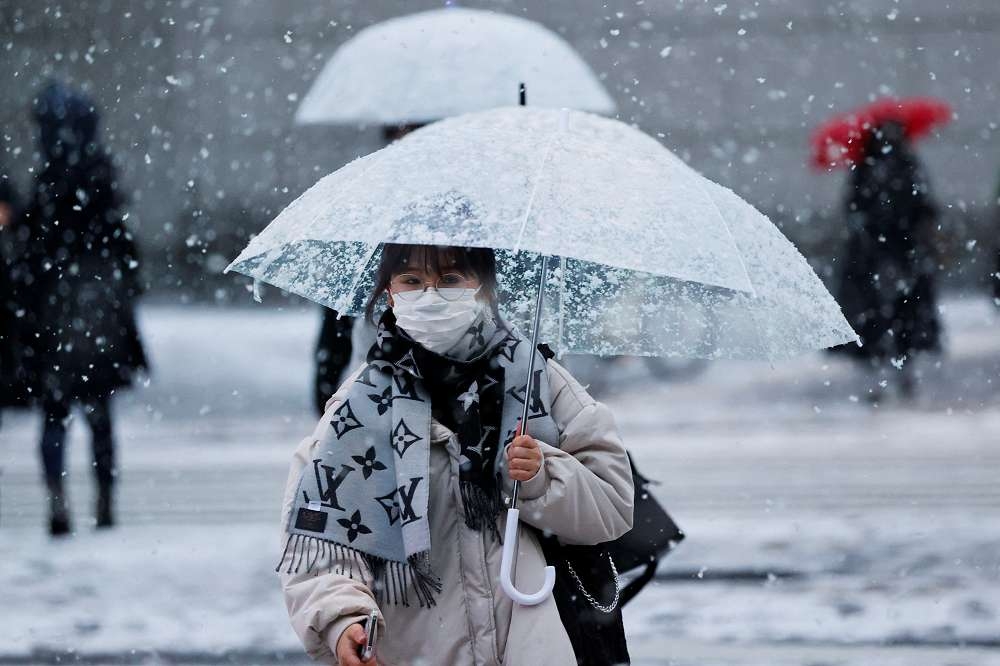 東京罕見發布大雪警報。（湯森路透）