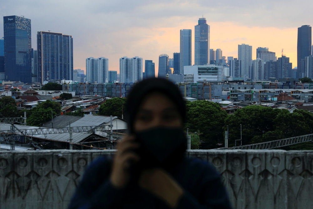 印尼首都雅加達天際線一景。（湯森路透）