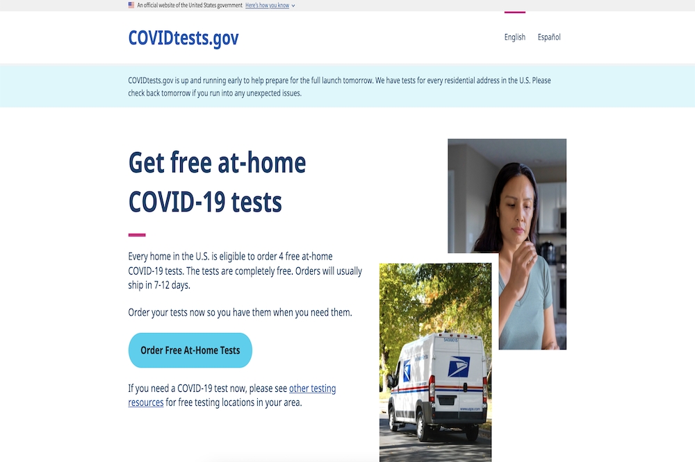 美国民众现可领取免费居家快筛试剂。（图取自COVIDtests.gov网站）(photo:UpMedia)