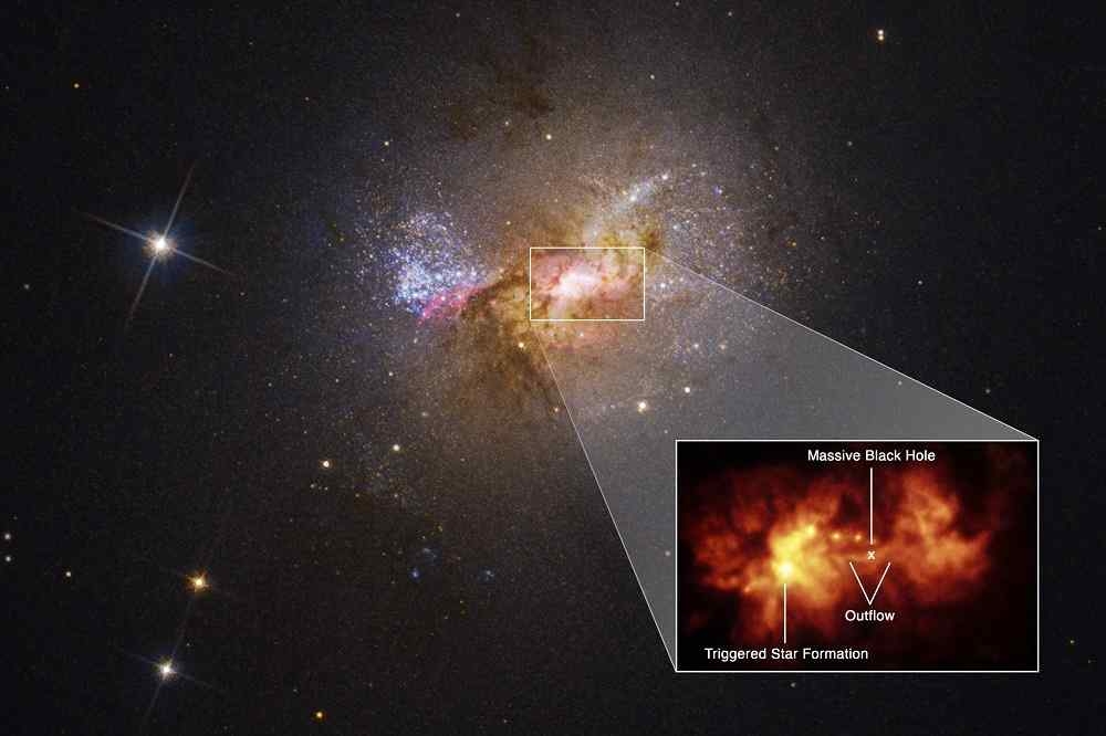 矮星系Henize 2-10中心有黑洞正在創造新恆星。（NASA新聞稿）ESA, Zachary Schutte (XGI), Amy Reines (XGI); Image Processing: Alyssa Pagan (STScI)