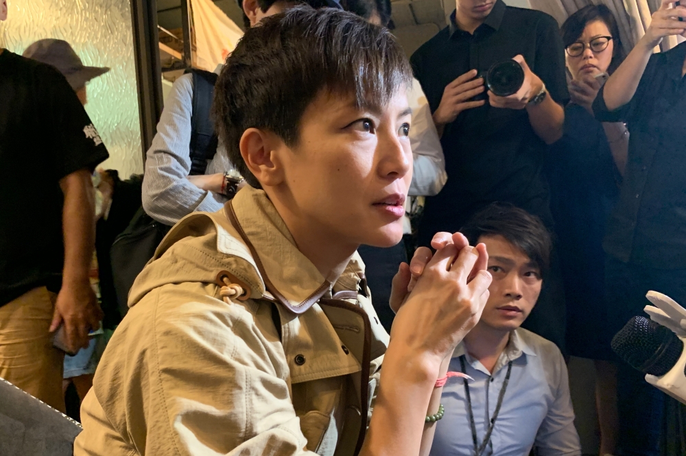 香港歌手何韻詩傳遭《香港電台》禁播新舊歌曲。圖為何韻詩2019年9月12日來台出席反送中記者會。（賴昀攝）