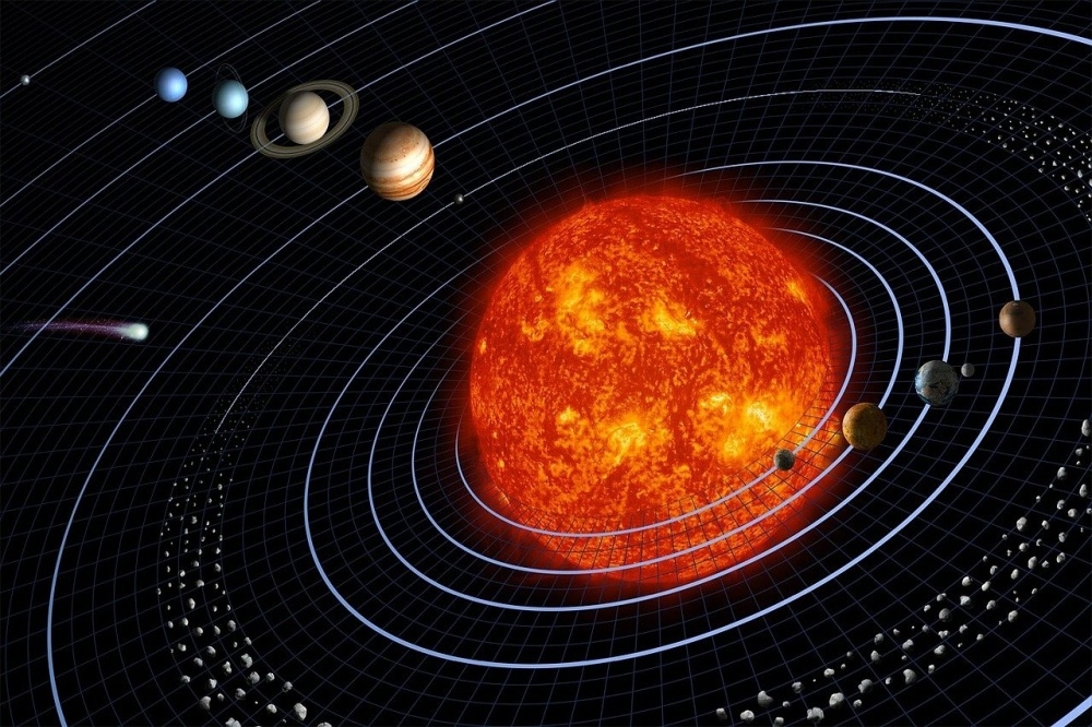 太陽系模擬圖。（Pixabay）