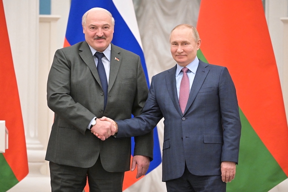 普京18日會晤白俄羅斯總統盧卡申科。（湯森路透）