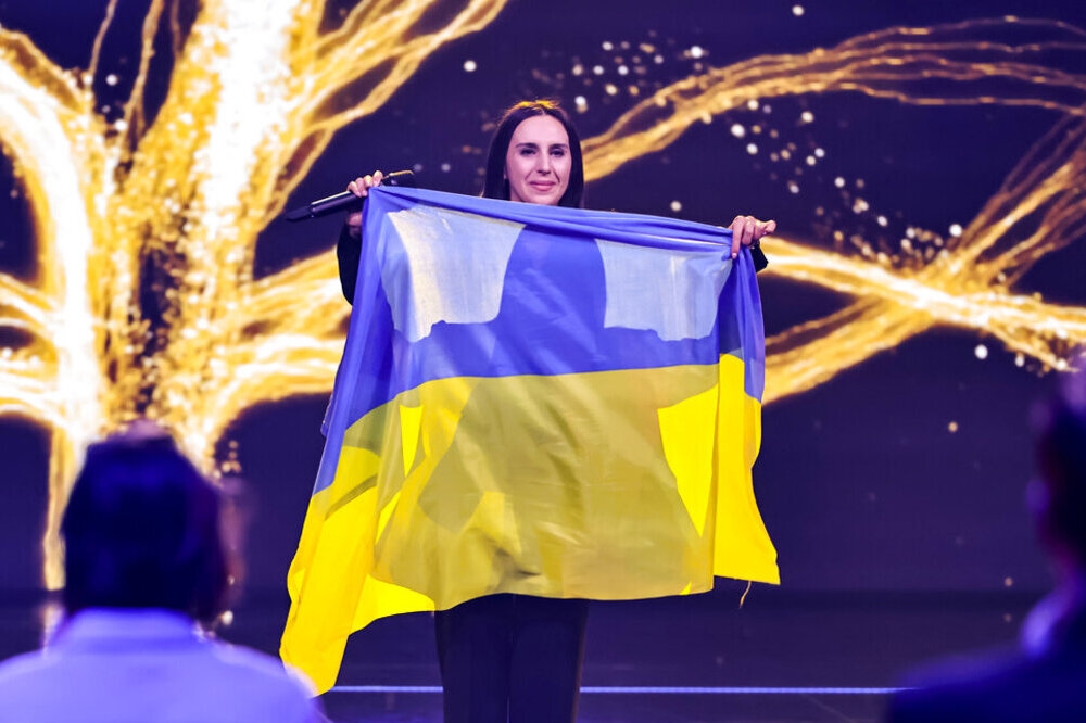 受邀在德國歐洲歌唱大賽開幕演唱的烏克蘭歌手賈瑪拉。（美聯社）