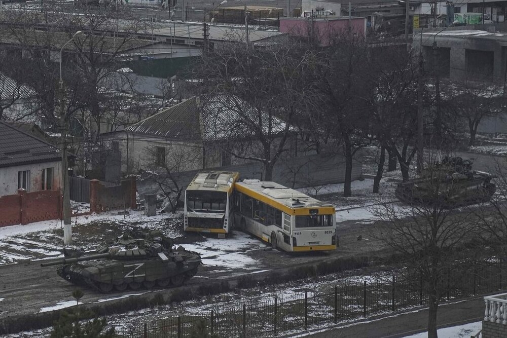 烏克蘭東部頓內次克州的城市馬立波，連日遭到俄羅斯軍隊包圍與轟炸。（美聯社）