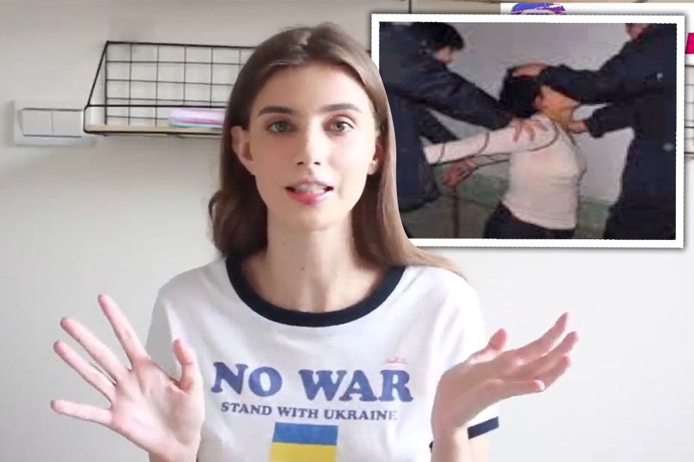 烏克蘭網紅佳娜拍影片揭露俄軍暴行，痛斥俄軍「已經不是人了，而是動物！」。（合成畫面／擷取自佳娜老師機頻道）

