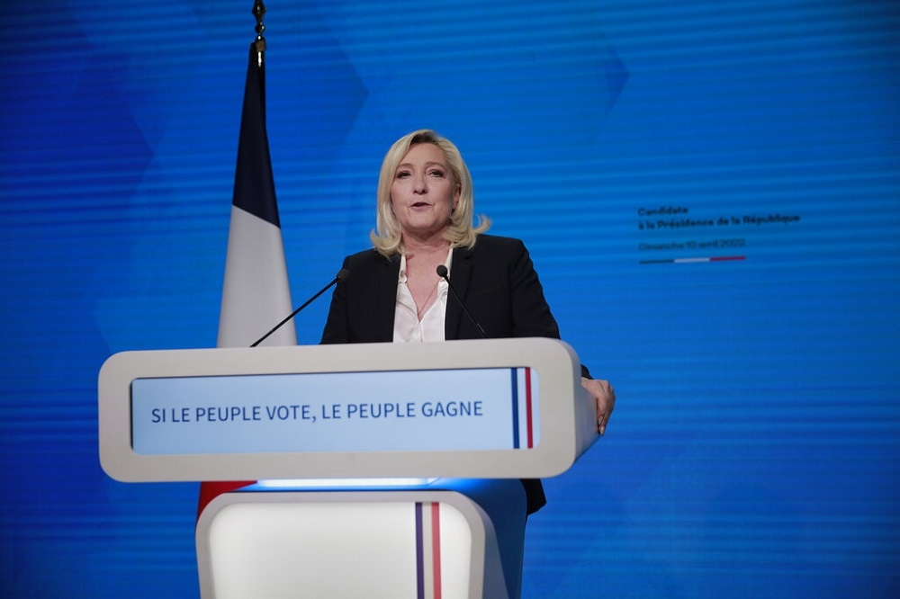 法國極右派候選人勒龐。（美聯社）