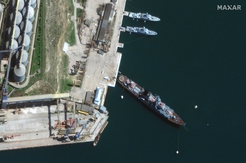 莫斯科號4月7日曾出現在克里米亞外海。（美聯社）
