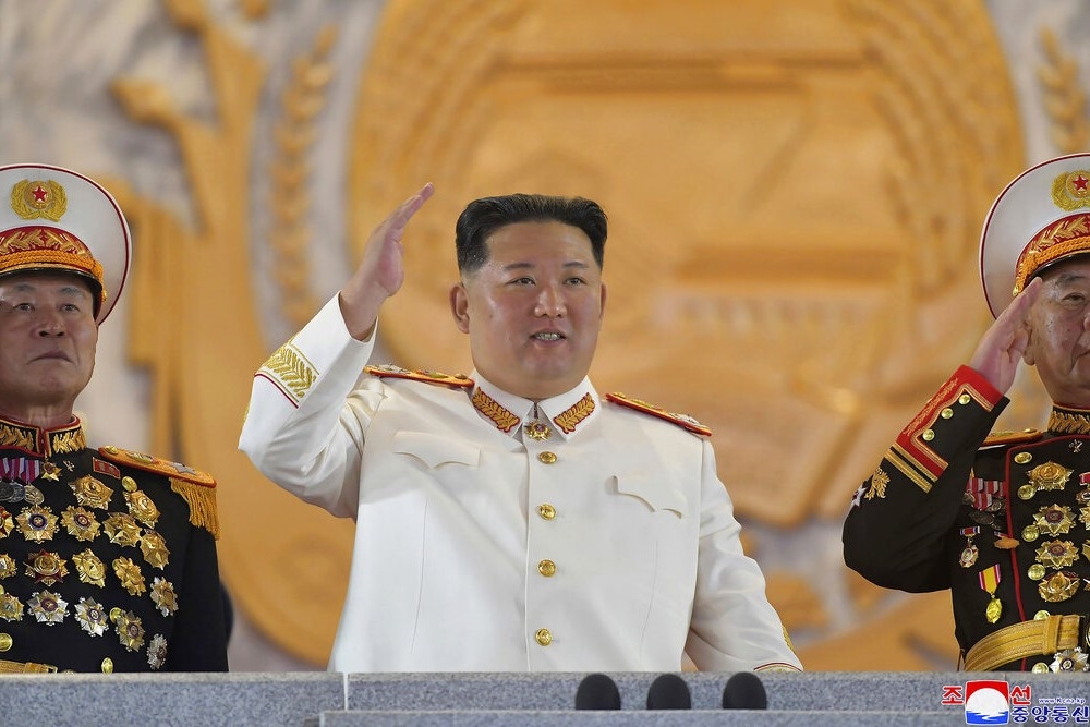 金正恩表明北韓進一步發展核武的決心。（美聯社）