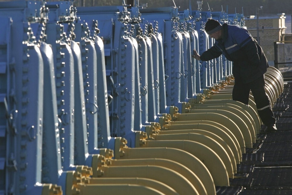 俄羅斯經白俄羅斯輸歐盟國家的天然氣輸氣設備。（美聯社資料照）
