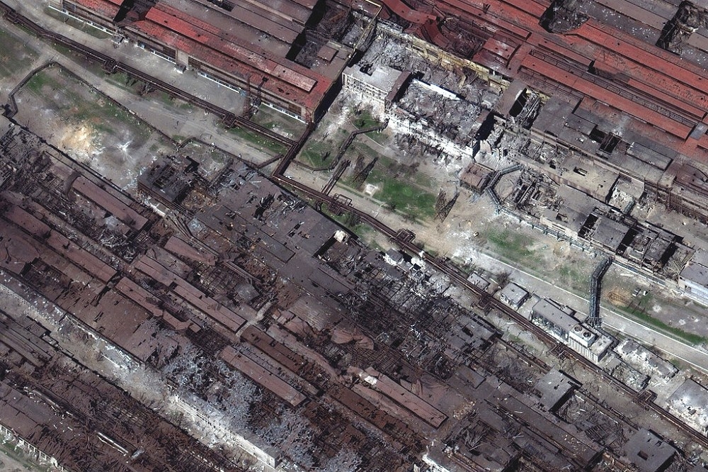 Maxar科技公司衛星照顯示馬立波亞速鋼鐵廠遭破壞（美聯社）
