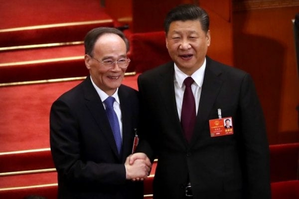 王岐山（左）名列南韓總統就職典禮外賓名單。（美聯社）