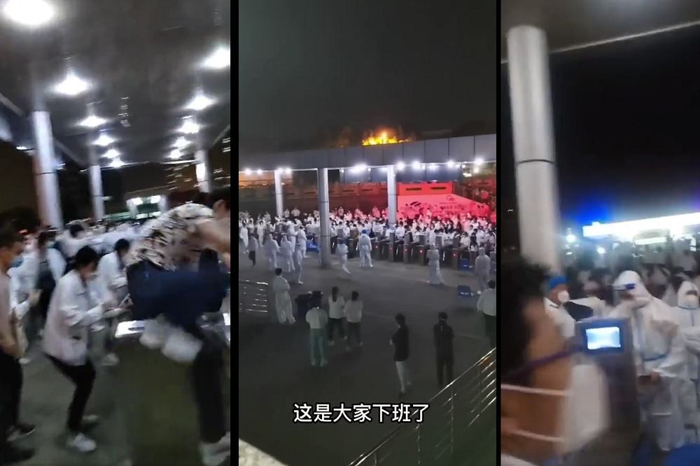 達豐電子傳出百名工人不滿封鎖與警衛爆發衝突。（取自網路影片）