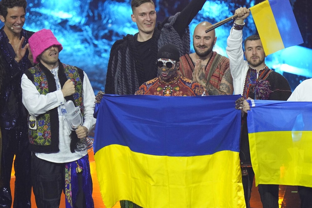 烏克蘭卡路什樂團融合饒舌和民謠的歌曲贏得歐洲歌唱大賽。（美聯社）