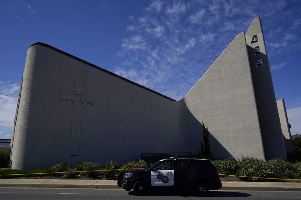 南加州拉古納伍茲15日發生槍擊案的教會。（美聯社）