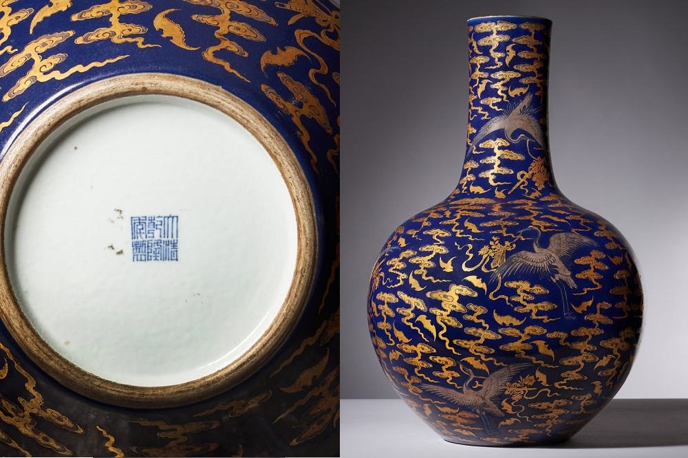 乾隆年製的稀有瓷瓶以近150萬英鎊落槌。（取自德物茲）