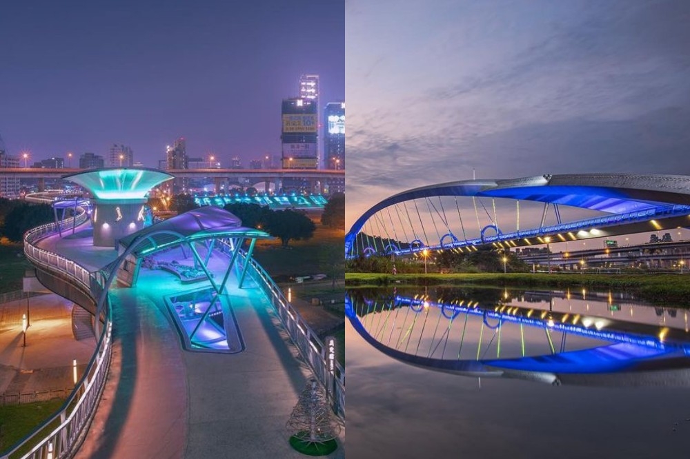 新北 6 大景觀大橋坐擁絕美夜景，十分適合愜意散步或夜騎。（Instagram@rickycheng_0622、taiwan_explorer2019授權）