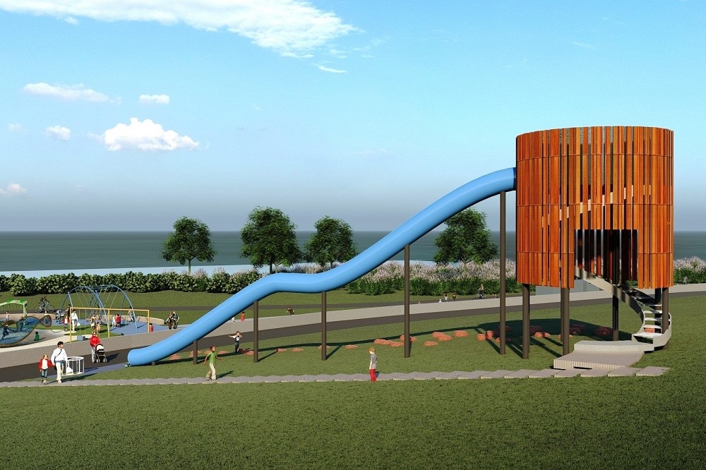 「河雙21河濱公園」2022年12月底將有遊戲場完工（台北市政府工務局水利工程處提供）