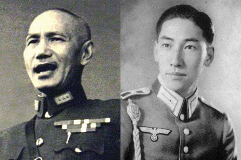 蔣介石（左）與次子蔣緯國（右）（圖片取自維基百科）