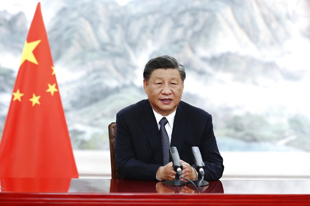 中國國家主席習近平22日於金磚五國工商論壇開幕式致詞。（美聯社）