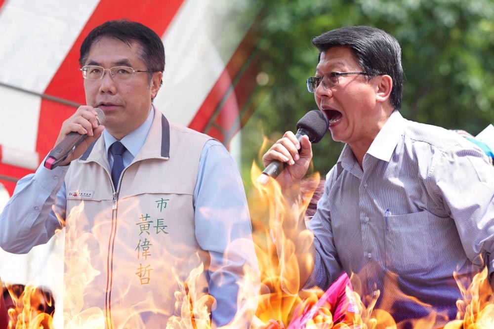藍綠爭台南市長正式宣戰，謝龍介緊咬黃偉哲「身邊人」涉嫌索賄。（合成畫面／張家銘、沈粲家攝）