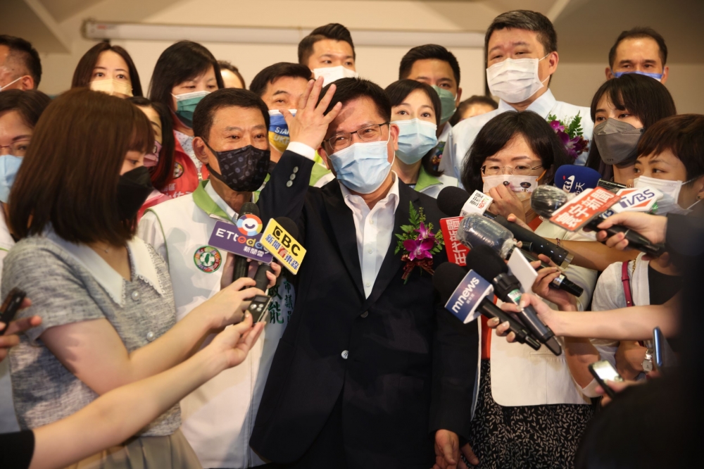 無任所大使林佳龍12日出席活動時，脫口說出:「台北市需要跨域治理的市長」，強調不是口誤，只是講話有點跳耀而已。（陳愷巨攝）