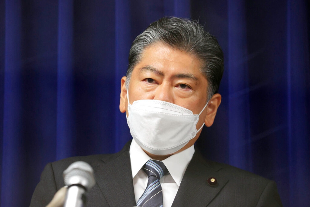 日本法務大臣古川禎久26日召開記者會就行刑進行說明。（美聯社）