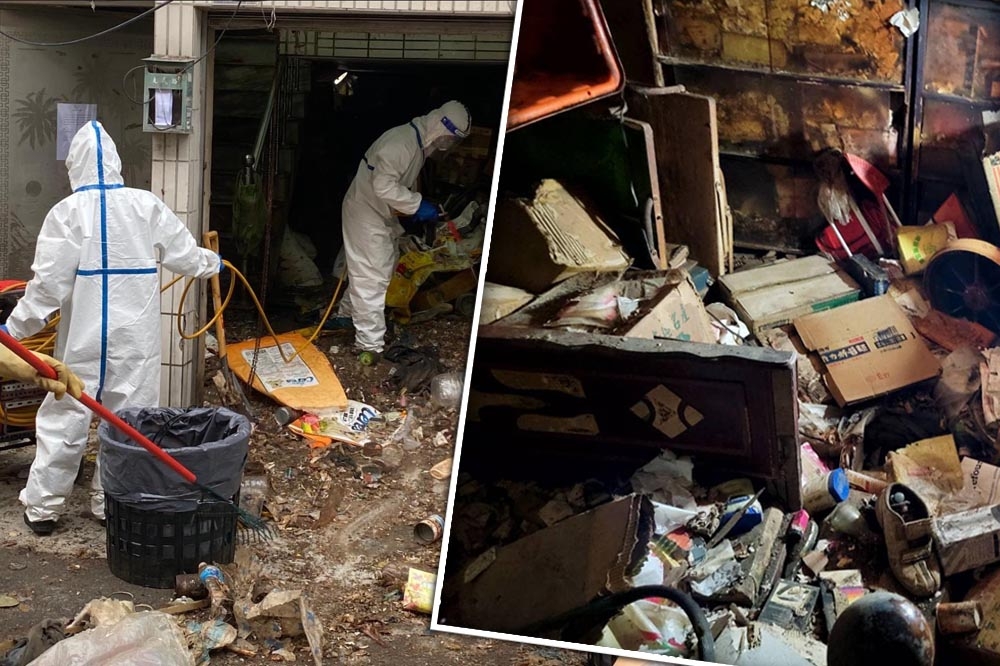 高雄市環保局派出多名清潔人員清掃「鼠屋」，但裡面垃圾多到清5天仍未清完。（取自高雄市環保局臉書）