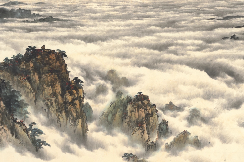 羅振賢代表作品《蓬萊渺雲海》局部。（翻攝自2022新藝術博覽會官網）
