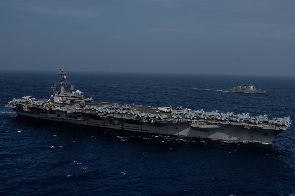 持續巡弋的美軍「雷根號」航母，備受中國關注。（取自DVIDS）