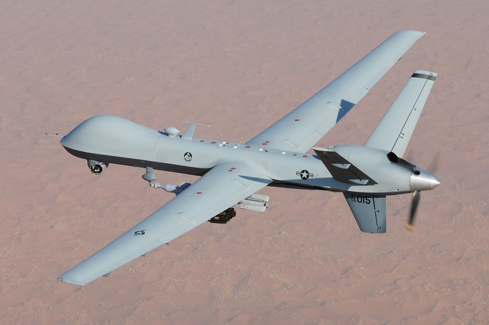 美國擊殺基地組織現任領導人札瓦希里的無人機，應該就是MQ-9 Reaper死神偵察機。（維基百科）