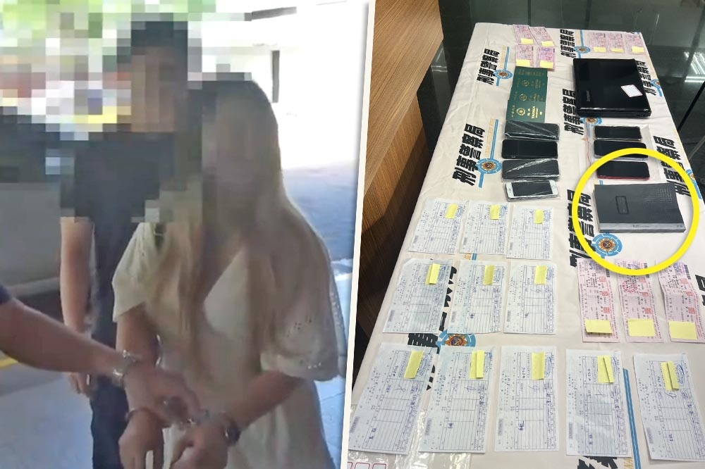 彰化人蛇集團女首腦41歲張女17日遭收押，其黑色筆記本詳細記載被害人資訊。（合成畫面／翻攝畫面）