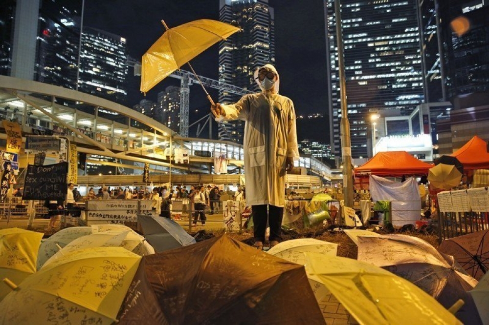 雨傘運動代表香港年輕一代的覺醒和奮起，標舉「命運自主」的意識在社會發芽。（美聯社）