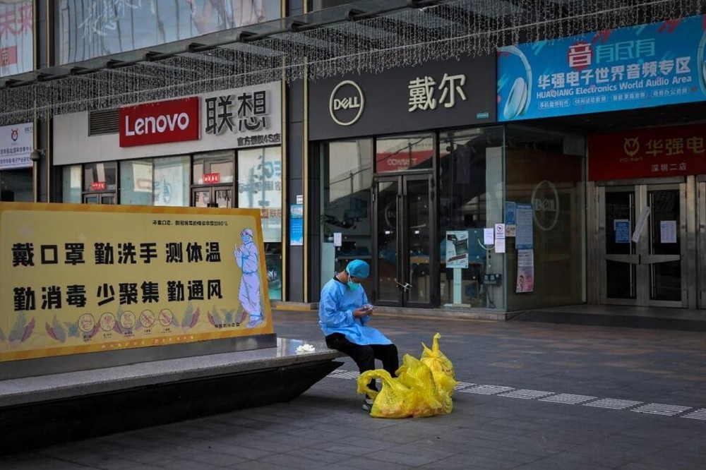 深圳電子商城華強北被勒令停業，以防堵疫情。（美聯社）

