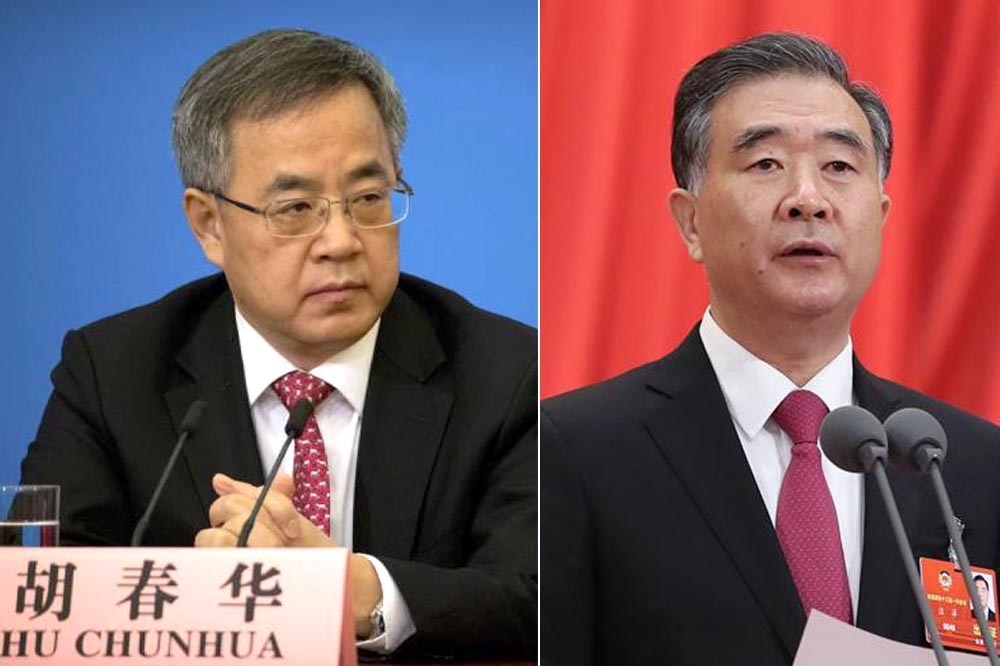 胡春华（左）与汪洋（右）是中国国务院新任总理热门人选，其中以汪洋出线的可能性较大。（合成画面／人民网、新华网）(photo:UpMedia)