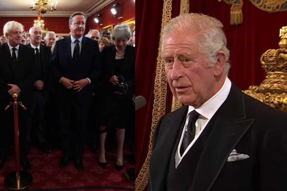 查爾斯國王的登機會議首次全程電視轉播，英國歷任首相出席高喊「天佑國王」（擷自影片）
