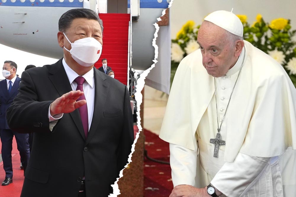 習近平傳訪問哈薩克期間曾「婉拒」天主教教宗會晤邀約。（合成畫面／美聯社）