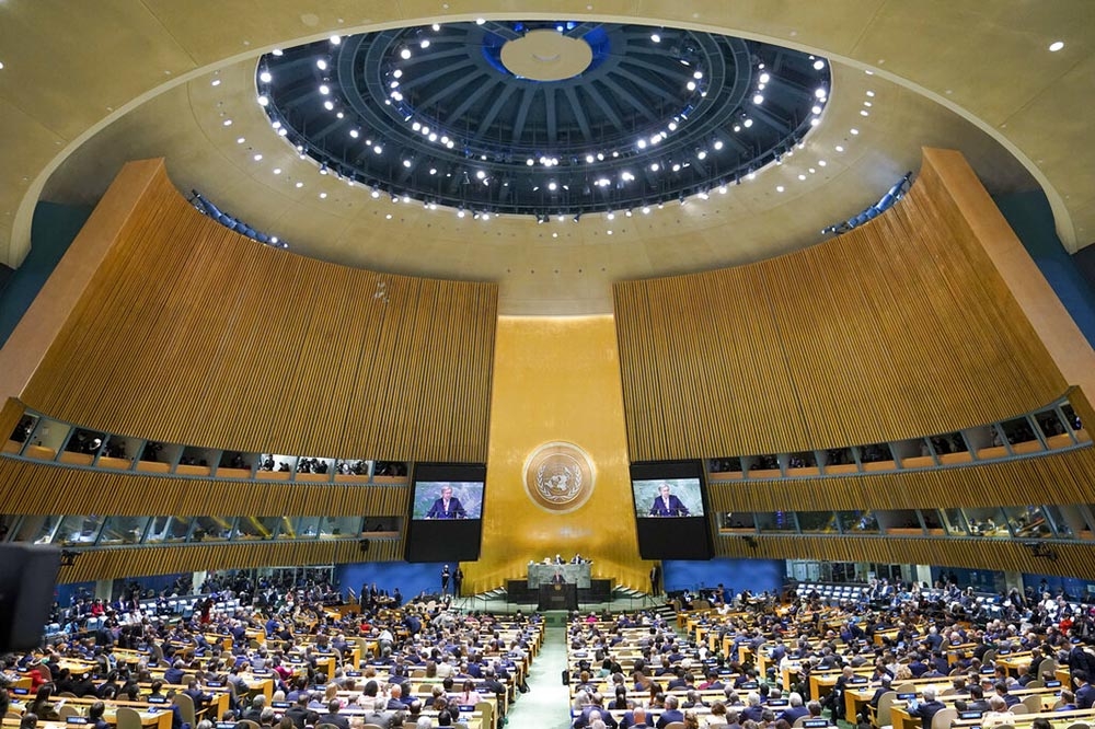 第77屆聯合國大會於20日進入總辯論議程，我國友邦巴拉圭、瓜地馬拉、馬紹爾群島及宏都拉斯元首在首日於大會發言挺台。（美聯社）