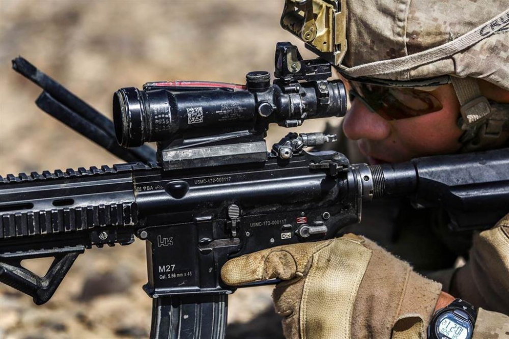 各式光學或電子瞄具成為美軍標準配備，也一舉使美軍步兵的接戰能力從300米躍升到500米。（圖片摘自美國海軍陸戰隊臉書）