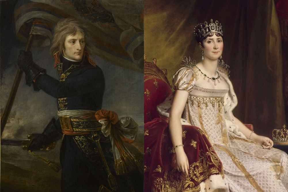 法國皇帝拿破崙（左）與他第一任妻子約瑟芬德博阿爾內（右）的畫像（圖片取維基百科）