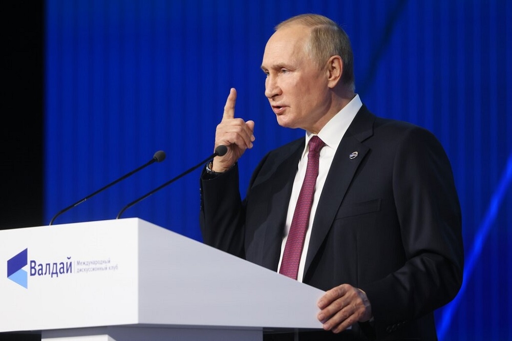 俄國總統普丁27日出席瓦爾代國際辯論俱樂部論壇。（美聯社）