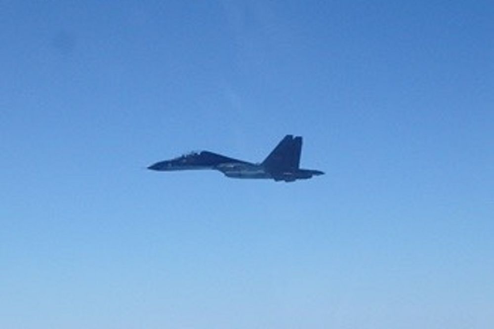 中國解放軍機飛越台海中線遭空軍驅離。（國防部提供）