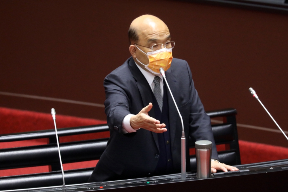 針對大阪世博會台灣遭禁掛，蘇貞昌表示，台灣國際處境困難。（王侑聖攝）