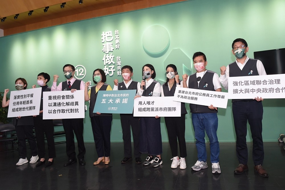 選戰倒數3天，民進黨台北市長候選人陳時中今天提出「對台北市民的五大承諾」。（張哲偉攝）