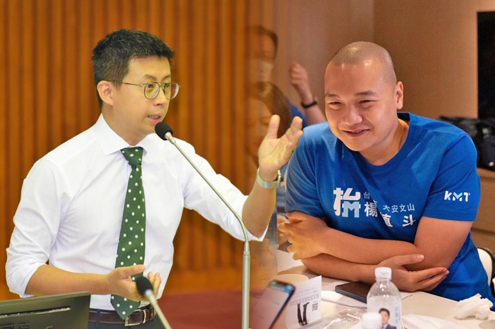 「呱吉」邱威傑日前稱要「含淚投時中」，遭台北市議員候選人楊植斗批評。（合成畫面／蔣銀珊攝、擷取自楊植斗臉書）