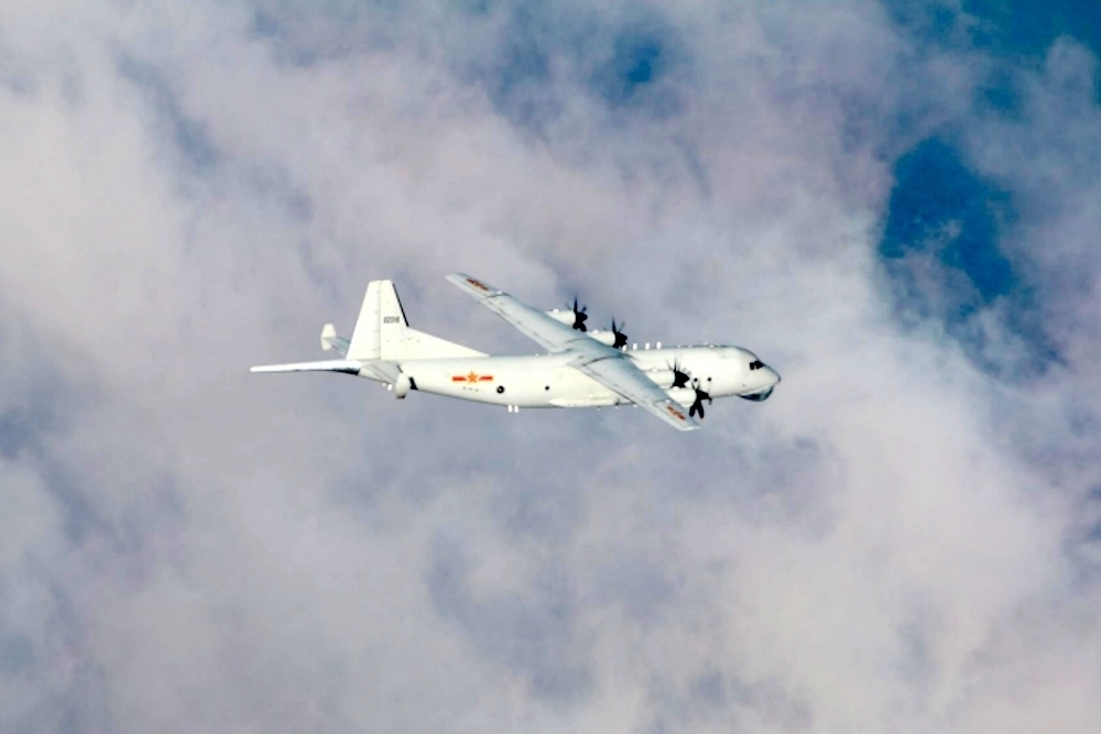 中國解放軍一架運-8反潛機（圖）進入我國西南空域。（國防部提供）