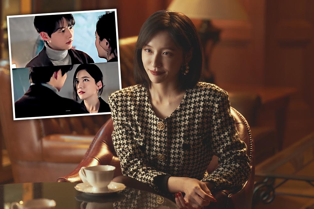 朴智賢在《財閥家的小兒子》扮演財閥長媳，她與「小叔」宋仲基的曖昧情愫（小圖），深深吸引觀眾目光。（取自friDay影音、JTBC） 